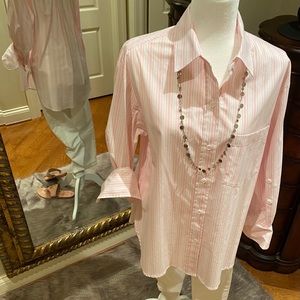 Boutique/EUC-Fifteen Twenty pink & white blouse
